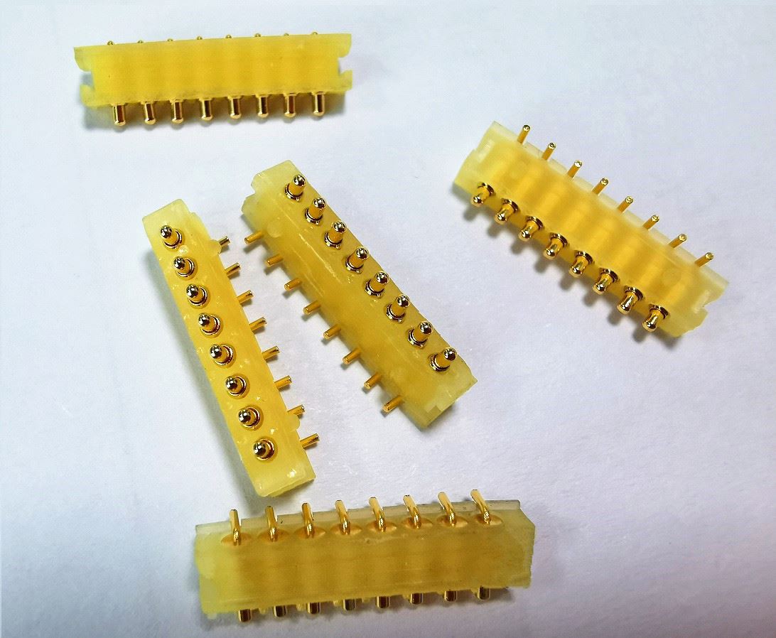 8 Pin Pogo Pin Garis Tunggal Penyambung Sudut Kanan