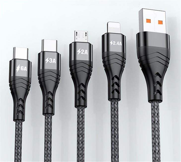 Kabel Caj Berbilang 6A Super-pantas 4in1 terbaru